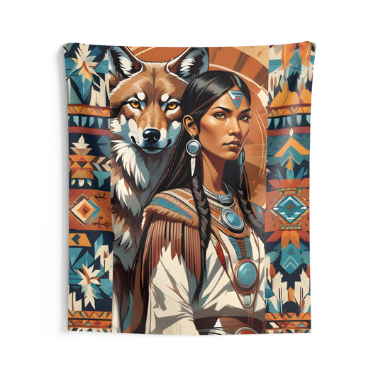 "Native American Woman" Indoor Wall Tapestry