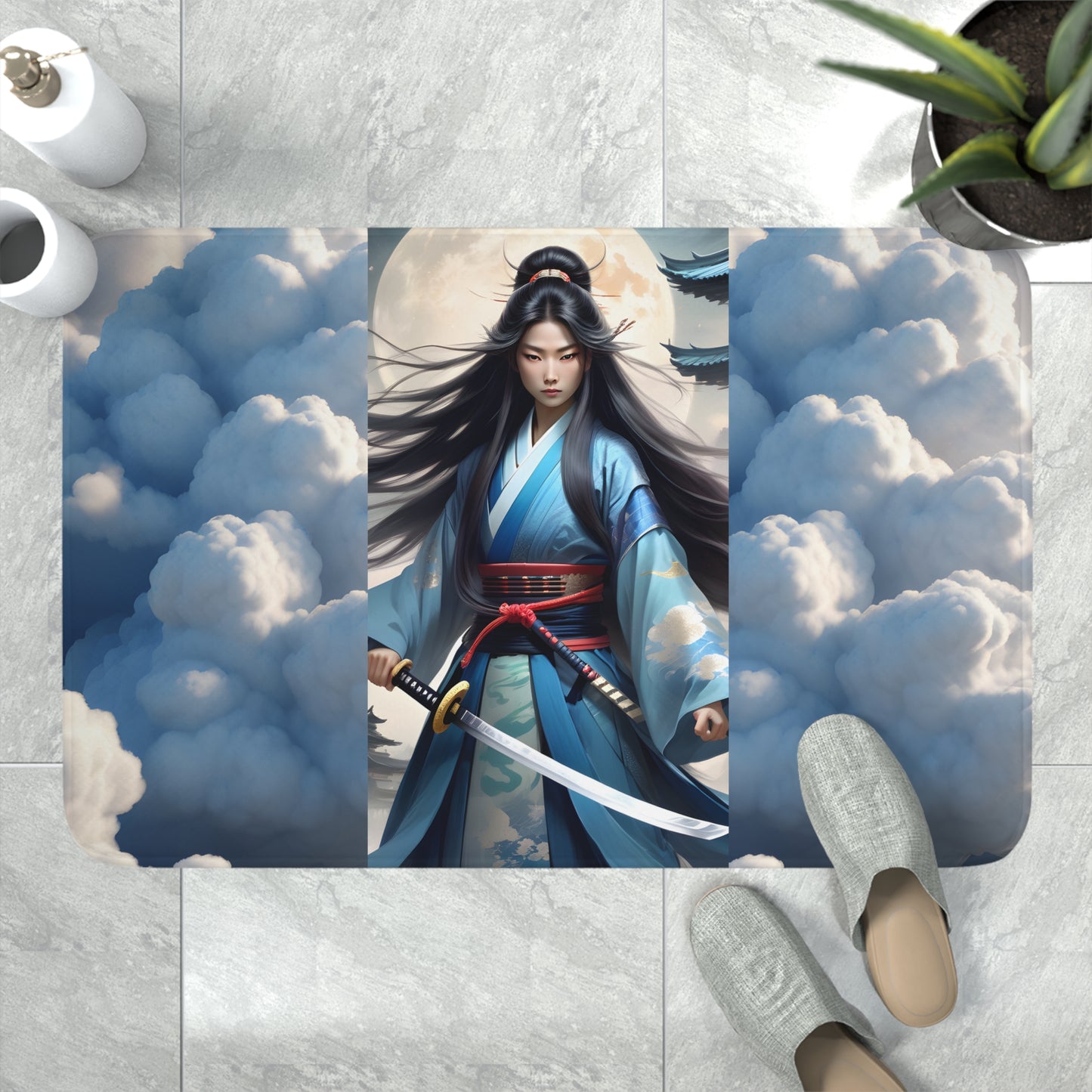 "Beautiful Samurai" Memory Foam Bath Mat