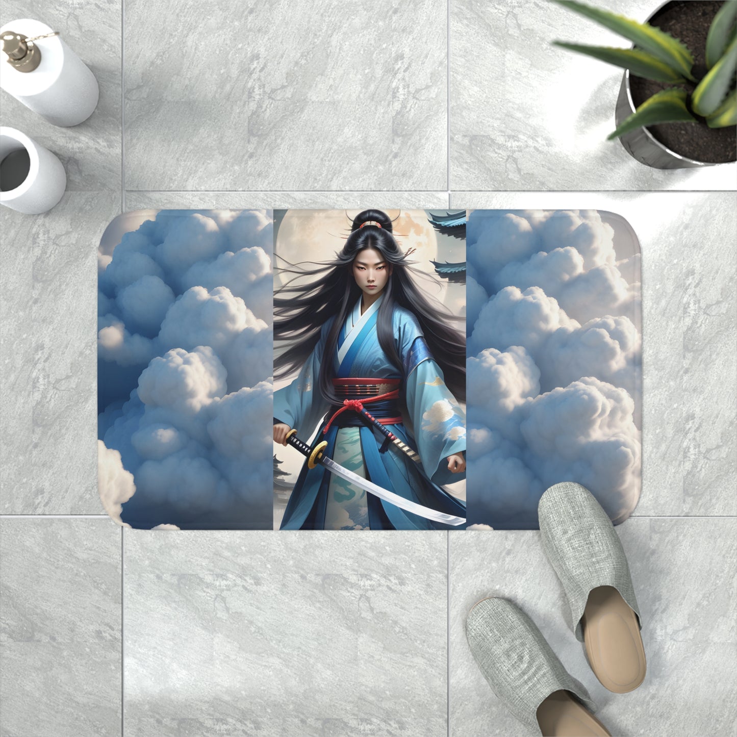 "Beautiful Samurai" Memory Foam Bath Mat