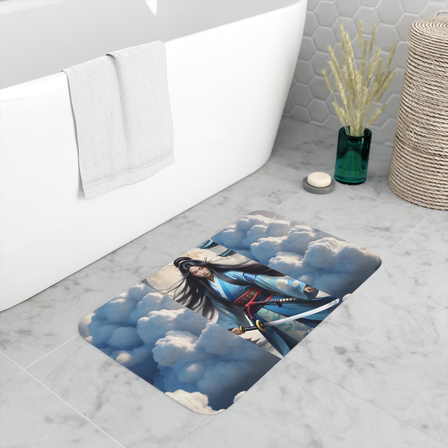 "Beautiful Samurai" Memory Foam Bath Mat