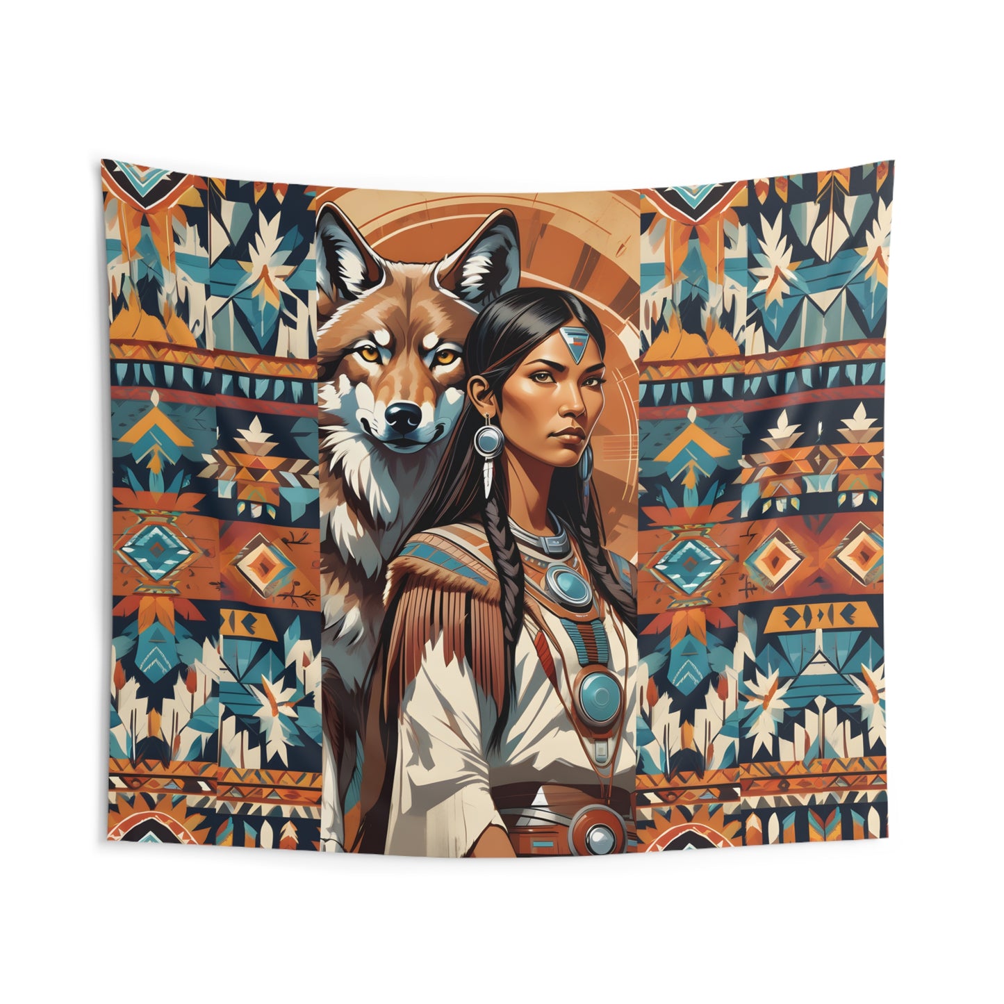 "Native American Woman" Indoor Wall Tapestry