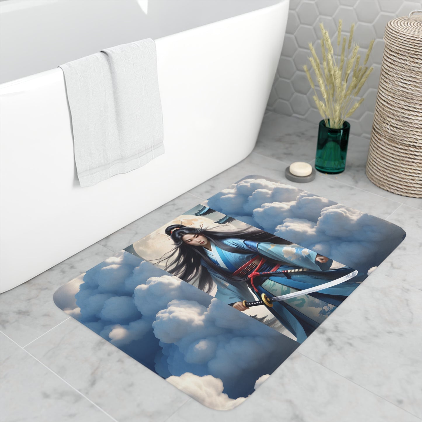 "Beautiful Samurai" Memory Foam Bath Mat