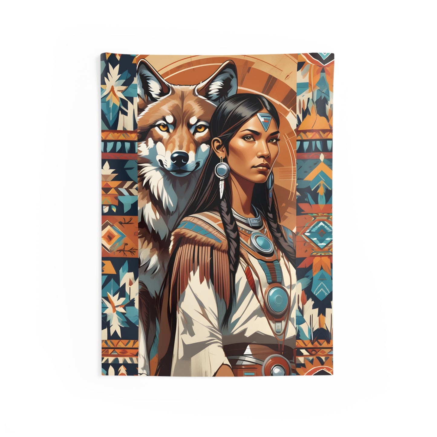 "Native American Woman" Indoor Wall Tapestry